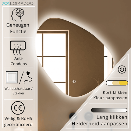 Miroir LED avec fonction anti-buée - 60 x 60 cm - GENEVA