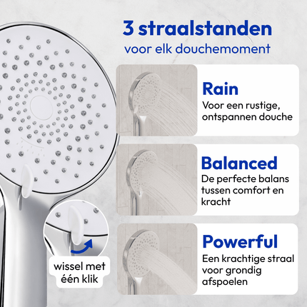 Douche encastrée chrome avec tête pluie - 30 cm - Cassia