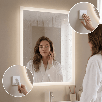 Miroir avec éclairage LED et système anti-buée - 60 cm - Orlando