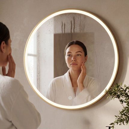 Miroir de salle de bains avec fonction anti-buée et éclairage LED réglable - 80 cm - PARIS