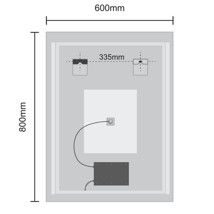 Miroir de salle de bains LED réglable avec fonction anti-buée - 60 cm - Phoenix