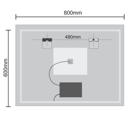 Miroir de salle de bain LED avec fonction anti-buée - 80 cm - REYES