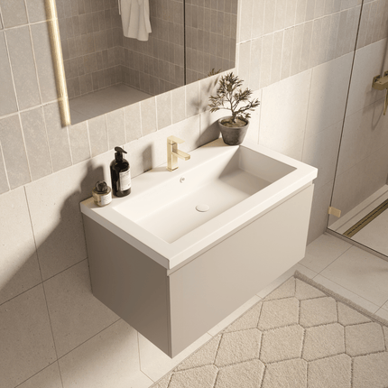 Meuble de salle de bain suspendu avec lavabo blanc - Greige - 80 cm - Modena