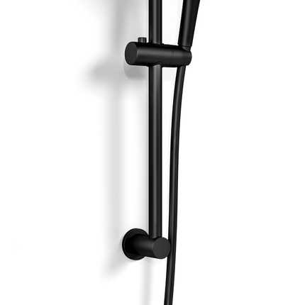 Mitigeur thermostatique baignoire finition mate noire avec pomme de douche - 15 cm - Sorin