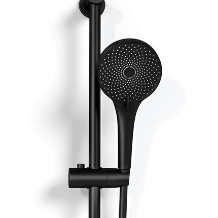 Mitigeur thermostatique baignoire finition mate noire avec pomme de douche - 15 cm - Sorin