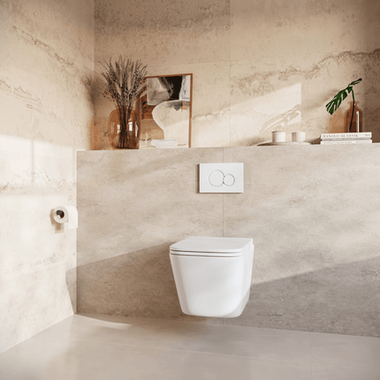 Toilette suspendue sans bride avec réservoir encastré - Blanc - Linea