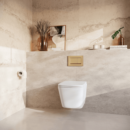 Toilette suspendue sans rebord avec réservoir encastré - Blanc - Linea