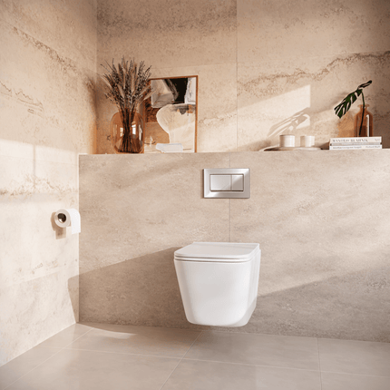 Toilette suspendue design avec réservoir encastré - Blanc - Linea