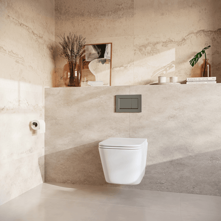 WC suspendu design carré avec réservoir encastré - blanc - Linea