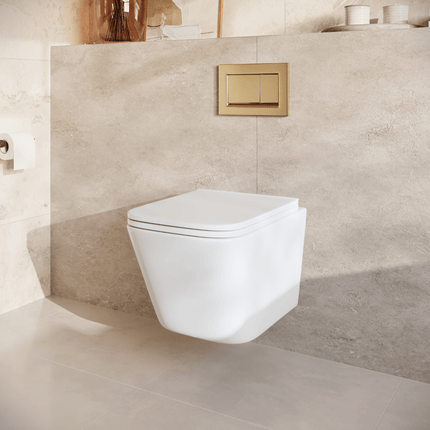 Toilette suspendue sans rebord avec réservoir encastré - Blanc - Linea