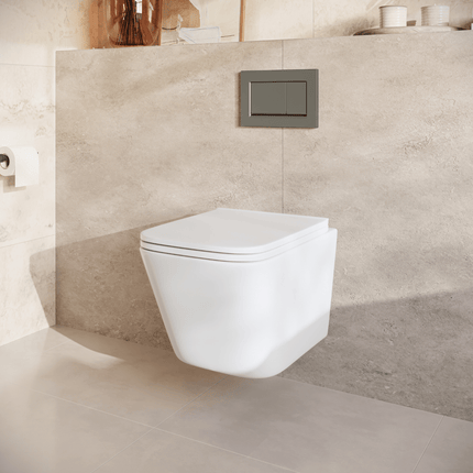 WC suspendu design carré avec réservoir encastré - blanc - Linea