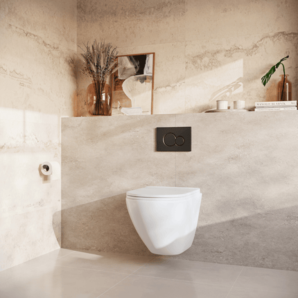 Toilette suspendue design rond avec réservoir encastré - blanc - Linea