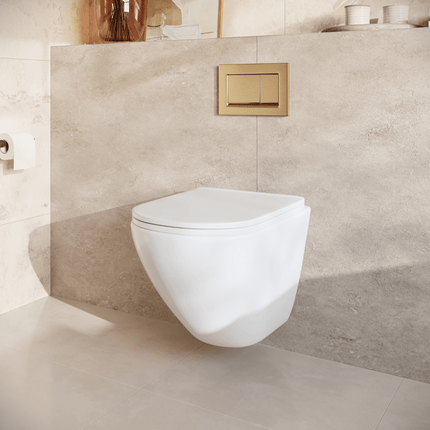Toilette suspendue avec réservoir encastré et abattant SoftClose - Blanc - Linea