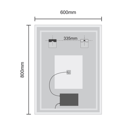 Miroir avec éclairage LED et système anti-buée - 60 cm - Orlando