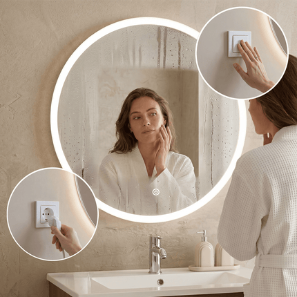 Miroir LED avec éclairage ajustable et anti-buée - 70 cm - Vegas