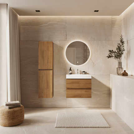 Meuble de salle de bains suspendu Azuro avec lavabo en marbre minéral - Blanc - 60 cm - Azuro