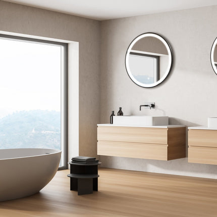 Miroir de salle de bain avec éclairage LED et fonction anti-buée - noir - 60 cm - DS CONCEPT