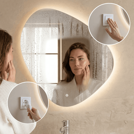 Miroir de salle de bain design avec éclairage LED et fonction anti-buée - 80 x 80 cm - Zürich