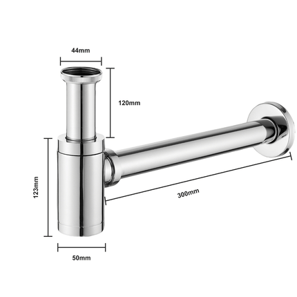 Siphon de lavabo finition chromée - Chrome - 4,4 cm