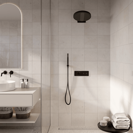 Douche encastrée design contemporain avec mitigeur thermostatique - noir mat - Angie