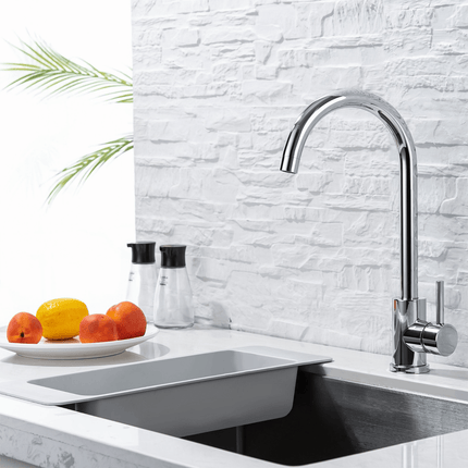 Mitigeur de cuisine design épuré avec bec pivotant - chrome - 18 cm - APOLLO