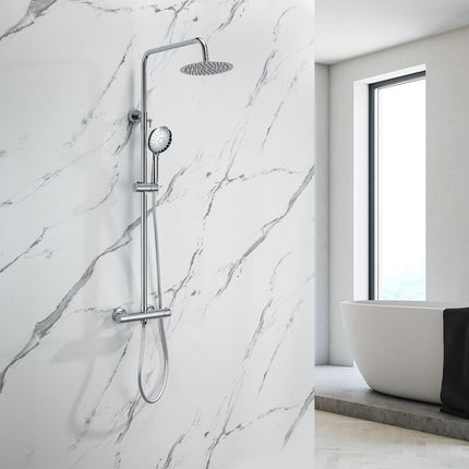 Douche à effet pluie avec mitigeur thermostatique - chrome - 27,7 cm - Ariël