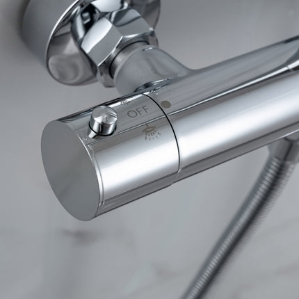 Douche à effet pluie avec mitigeur thermostatique - chrome - 27,7 cm - Ariël