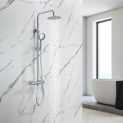 Douche à effet pluie avec mitigeur thermostatique - chrome - 27,7 cm - Ariël