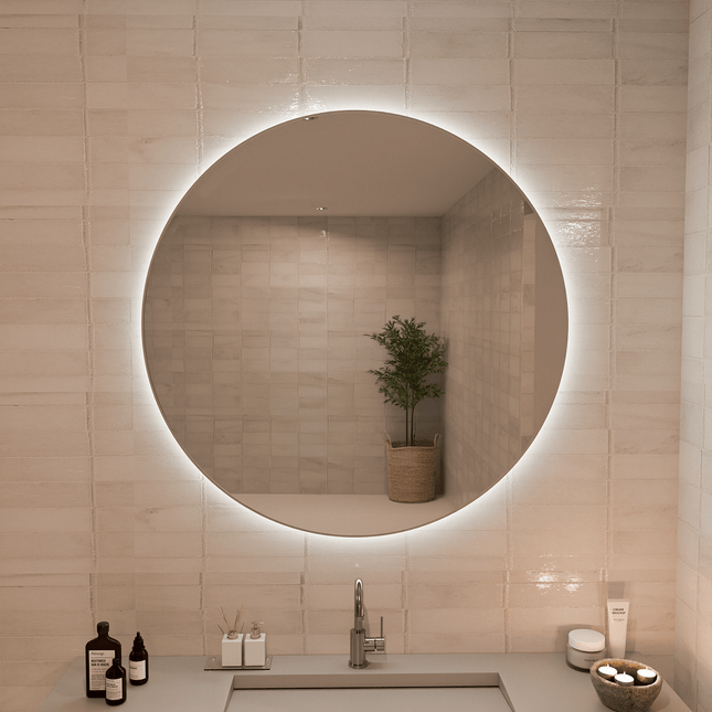 Miroir rond avec fonction anti-buée et éclairage LED réglable - 100 cm - AUSTIN