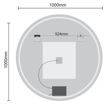 Miroir rond avec fonction anti-buée et éclairage LED réglable - 100 cm - AUSTIN