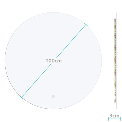 Miroir rond avec fonction anti-buée et éclairage LED réglable - 100 cm - AUSTIN