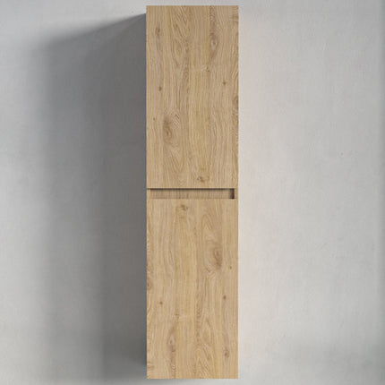 Meuble de salle de bain suspendu avec vasque blanche - Chêne clair - 100 cm - Avalon
