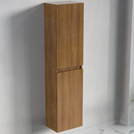 Meuble de salle de bain suspendu finition chêne chaud avec vasque blanche - 100 cm - Avalon
