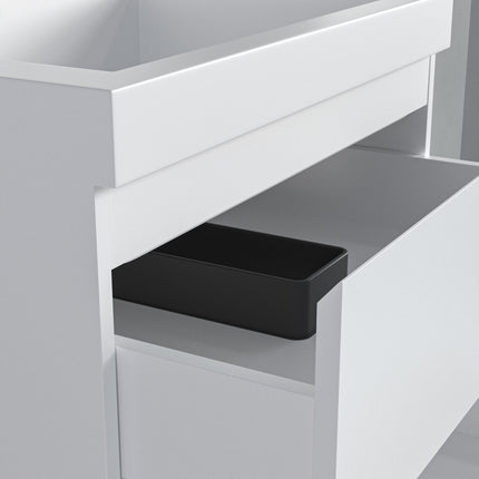Ensemble meuble de salle de bain suspendu avec vasque blanche - Blanc brillant - 60 cm - Avalon
