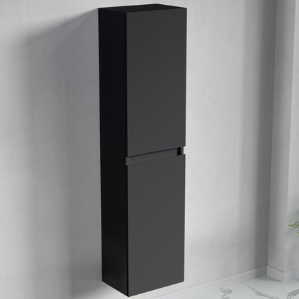 Ensemble meuble de salle de bain suspendu noir mat avec vasque blanche - 60 cm - DS CONCEPT