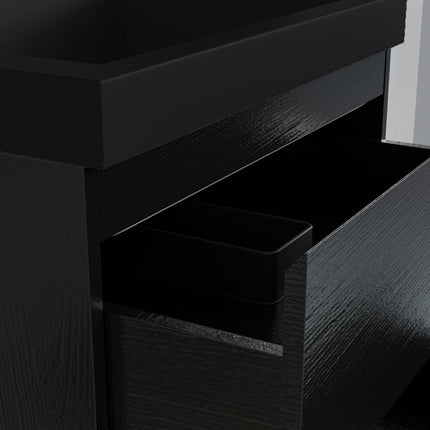 Meuble de salle de bain suspendu avec vasque noire - Chêne noir - 60 cm - Avalon