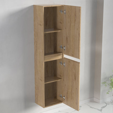 Ensemble meuble de salle de bain suspendu avec vasque blanche - Chêne clair - 80 cm - Avalon