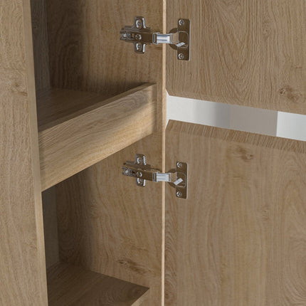 Ensemble meuble de salle de bain suspendu avec vasque noire - Chêne clair - 80 cm - Avalon