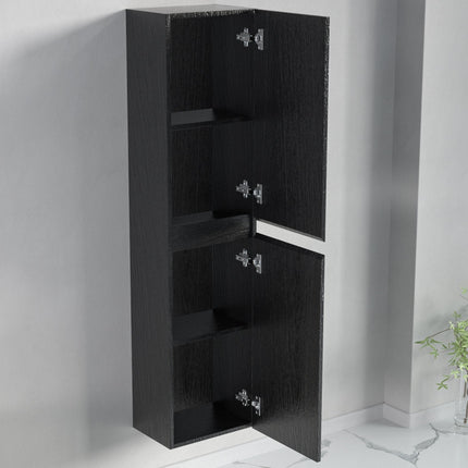 Meuble de salle de bain suspendu design contemporain avec vasque intégrée - Chêne noir et noir - 80 cm - Avalon