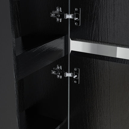 Meuble de salle de bain suspendu design contemporain avec vasque intégrée - Chêne noir et noir - 80 cm - Avalon