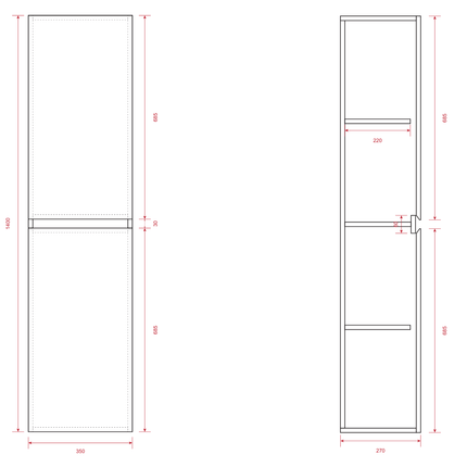 Meuble de salle de bain suspendu cannelé avec vasque en céramique - Noyer et blanc - 80 cm - Tropani