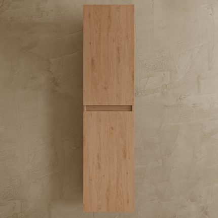 Meuble de salle de bain suspendu avec vasque fine - Chêne clair et blanc - 100 cm - Verona