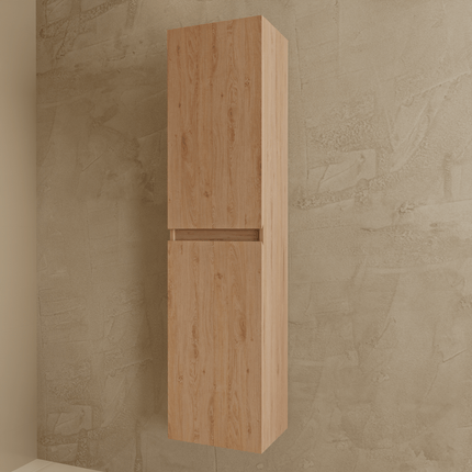 Meuble de salle de bain suspendu avec vasque fine - Chêne clair et blanc - 100 cm - Verona