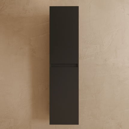 Meuble de salle de bain suspendu avec vasque en marbre minéral - Noir mat - 100 cm - Verona