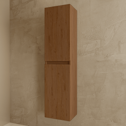 Ensemble meuble de salle de bain suspendu chêne chaud avec vasque blanche marbre minéral - 100 cm - Verona