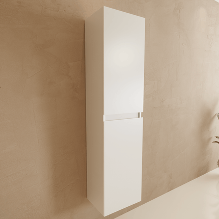 Ensemble meuble suspendu avec colonne et vasque en marbre minéral - Blanc brillant - 60 cm - Verona