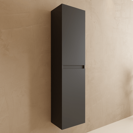 Ensemble meuble suspendu design avec vasque blanche - Noir mat - 60 cm - Verona