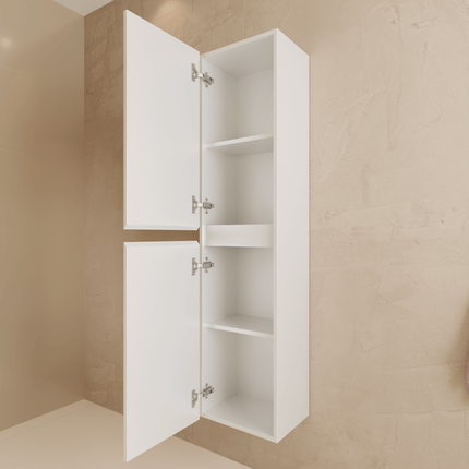 Meuble de salle de bain suspendu design moderne avec vasque fine en marbre minéral - Blanc brillant - 80 cm - Verona