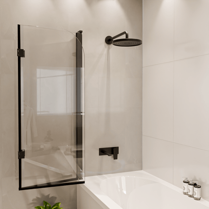 Pare-baignoire pliable design avec verre trempé - Noir - 100 cm - Caracas