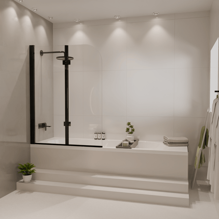 Pare-baignoire pliable design avec verre trempé - Noir - 100 cm - Caracas